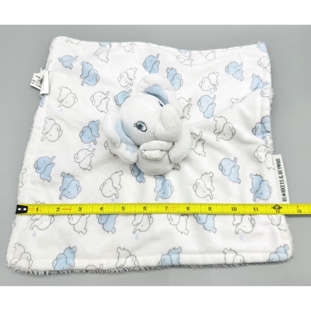 Blankets Beyond Elephant Lovey Security Blanket Blue White Plush 2018 12 inch - Picture 7 of 7